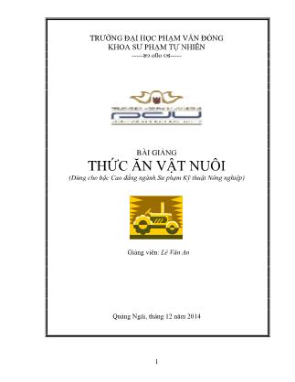 Bài giảng Thức ăn vật nuôi - Lê Văn An