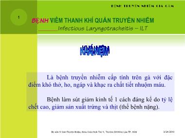 Bệnh Viêm thanh khí quản truyền nhiễm