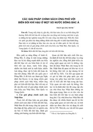 Các giải pháp chính sách ứng phó với biến đổi khí hậu ở một số nước Đông Bắc Á
