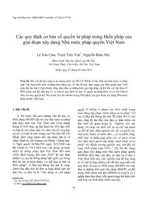 Các quy định cơ bản về quyền tư pháp trong Hiến pháp của giai đoạn xây dựng Nhà nước pháp quyền Việt Nam