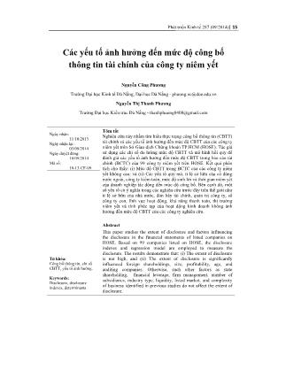 Các yếu tố ảnh hưởng đến mức độ công bố thông tin tài chính của công ty niêm yết