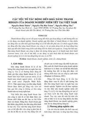 Các yếu tố tác động đến khả năng thanh khoản của doanh nghiệp niêm yết tại Việt Nam