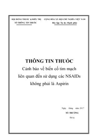 Cảnh báo về biến cố tim mạch liên quan đến sử dụng các NSAIDs không phải là Aspirin