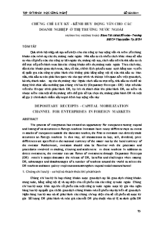Chứng chỉ lưu ký - Kênh huy động vốn cho các doanh nghiệp ở thị trường nước ngoài