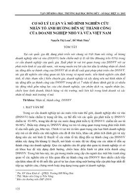 Cơ sở lý luận và mô hình nghiên cứu nhân tố ảnh hưởng đến sự thành công của doanh nghiệp nhỏ và vừa Việt Nam