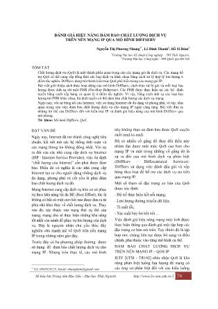 Đánh giá hiệu năng đảm bảo chất lượng dịch vụ trên nền mạng IP qua mô hình Diffserv