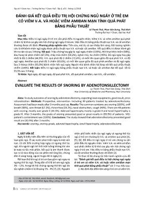 Đánh giá kết quả điều trị hội chứng ngủ ngáy ở trẻ em có viêm V.A. và hoặc viêm amiđan mạn tính quá phát bằng phẫu thuật