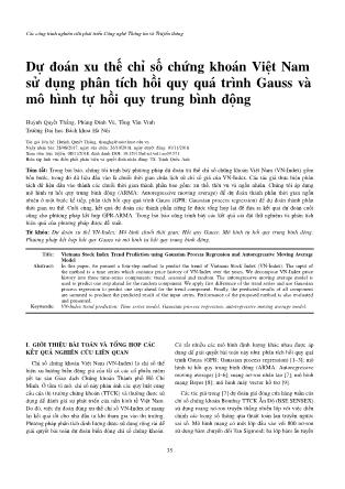 Dự đoán xu thế chỉ số chứng khoán Việt Nam sử dụng phân tích hồi quy quá trình Gauss và mô hình tự hồi quy trung bình động