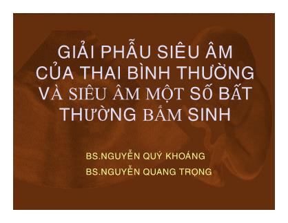 Giải phẫu siêu âm của thai bình thường và siêu âm và siêu âm một số bất thường bẩm sinh