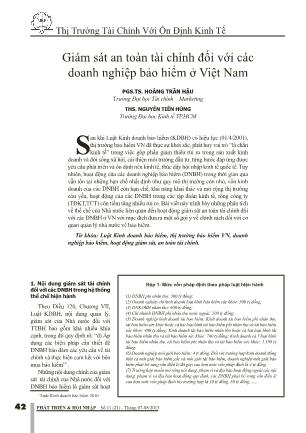 Giám sát an toàn tài chính đối với các doanh nghiệp bảo hiểm ở Việt Nam