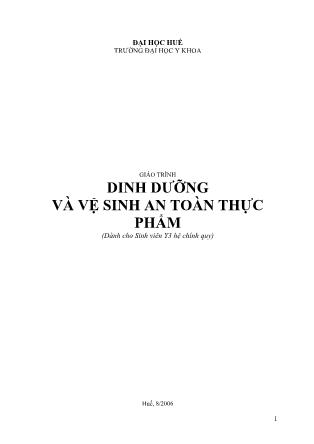 Giáo trình Dinh dưỡng và vệ sinh an toàn thực phẩm