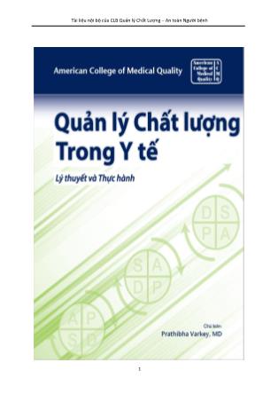 Giáo trình Quản lý chất lượng trong y tế (Phần 1)