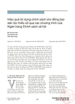 Hiệu quả tín dụng chính sách cho đồng bào dân tộc thiểu số qua các chương trình của Ngân hàng Chính sách xã hội