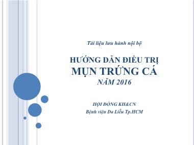 Hướng dẫn điều trị mụn trứng cá năm 2016