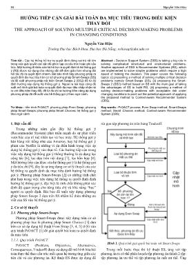 Hướng tiếp cận giải bài toán đa mục tiêu trong điều kiện thay đổi