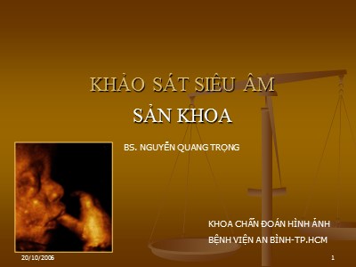 Khảo sát siêu âm sản khoa - Nguyễn Quang Trọng