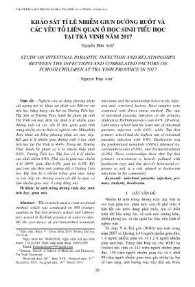 Khảo sát tỉ lệ nhiễm giun đường ruột và các yếu tố liên quan ở học sinh tiểu học tại Trà Vinh năm 2017