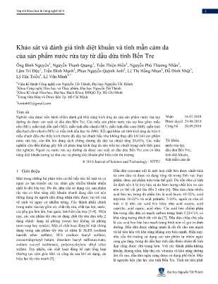 Khảo sát và đánh giá tính diệt khuẩn và tính mẫn cảm da của sản phẩm nước rửa tay từ dầu dừa tỉnh Bến Tre