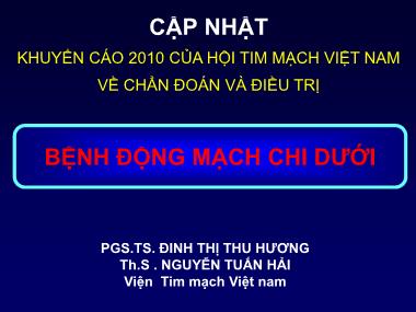 Khuyến cáo 2010 của hội tim mạch Việt Nam về chẩn đoán và điều trị: Bệnh động mạch chi dưới