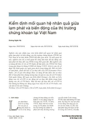 Kiểm định mối quan hệ nhân quả giữa lạm phát và biến động của thị trường chứng khoán tại Việ