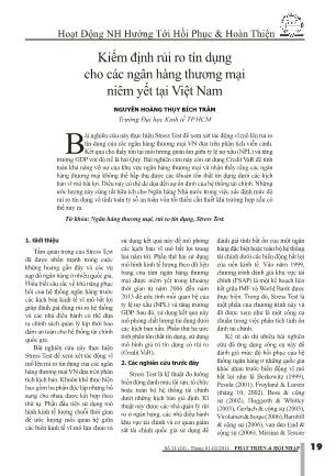 Kiểm định rủi ro tín dụng cho các ngân hàng thương mại niêm yết tại Việt Nam