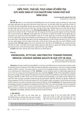 Kiến thức, thái độ, thực hành về kiểm tra sức khỏe định kỳ của người dân thành phố Huế năm 2016