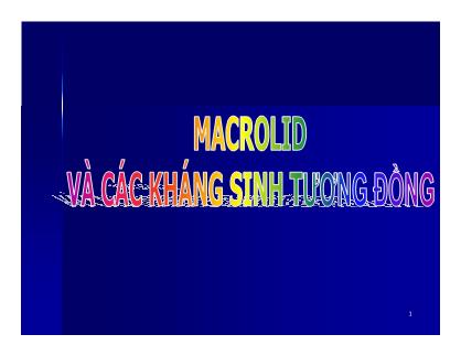 Macrolid và các kháng sinh tương đồng