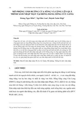 Mô phỏng ảnh hưởng của sông và cống lên quá trình xâm nhập mặn tại đồng bằng sông Cửu Long