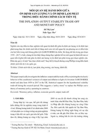 Mối quan hệ đánh đổi giữa ổn định sản lượng và ổn định lạm phát trong điều hành chính sách tiền tệ