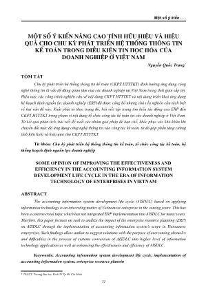 Một số ý kiến nâng cao tính hữu hiệu và hiệu quả cho chu kỳ phát triển hệ thống thông tin kế toán trong điều kiện tin học hóa của doanh nghiệp ở Việt Nam