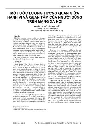 Một ước lượng tương quan giữa hành vi và quan tâm của người dùng trên mạng xã hội