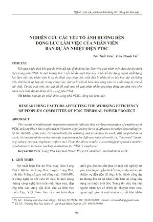 Nghiên cứu các yếu tố ảnh hưởng đến động lực làm việc của nhân viên ban dự án nhiệt điện PTSC