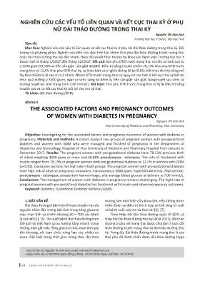 Nghiên cứu các yếu tố liên quan và kết cục thai kỳ ở phụ nữ đái tháo đường trong thai kỳ
