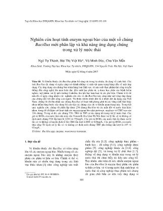 Nghiên cứu hoạt tính enzym ngoại bào của một số chủng Bacillus mới phân lập và khả năng ứng dụng chúng trong xử lý nước thải