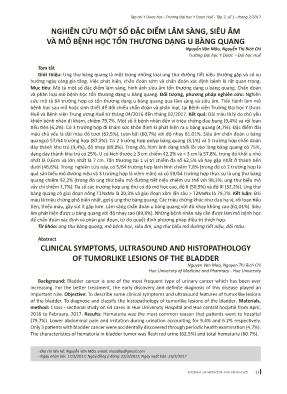 Nghiên cứu một số đặc điểm lâm sàng, siêu âm và mô bệnh học tổn thương dạng u bàng quang