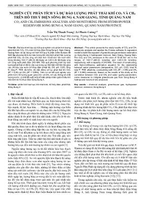 Nghiên cứu phân tích và dự báo lượng phát thải khí CO2 và CH4 trên hồ thuỷ điện Sông Bung 4, Nam Giang, tỉnh Quảng Nam