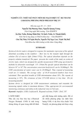 Nghiên cứu thiết kế phần mềm bo mạch điện tử đo nhanh COD bằng phư ng pháp phổ hấp thụ UV