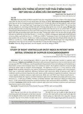 Nghiên cứu thông số dp/dt thất phải ở bệnh nhân hẹp van hai lá bằng siêu âm doppler tim