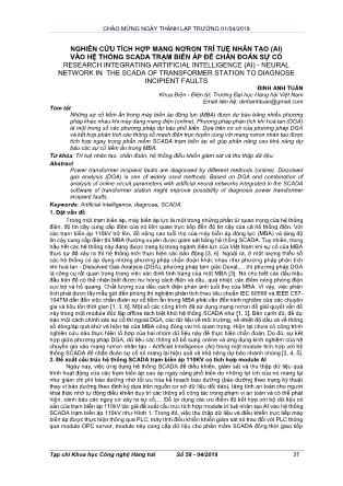 Nghiên cứu tích hợp mạng nơron trí tuệ nhân tạo (Al) vào hệ thống scada trạm biến áp để chẩn đoán sự cố