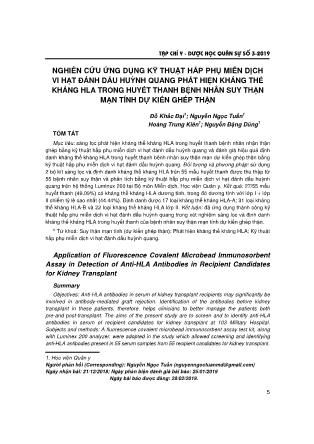 Nghiên cứu ứng dụng kỹ thuật hấp phụ miễn dịch vi hạt đánh dấu huỳnh quang phát hiện kháng thể kháng HLA trong huyết thanh bệnh nhân suy thận mạn tính dự kiến ghép thận
