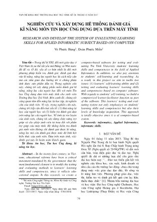 Nghiên cứu và xây dựng hệ thống đánh giá kĩ năng môn tin học ứng dụng dựa trên máy tính