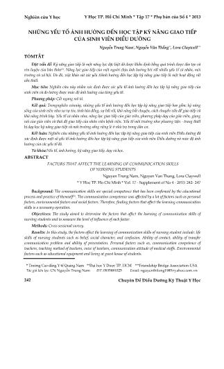 Những yếu tố ảnh hưởng đến học tập kỹ năng giao tiếp của sinh viên điều dưỡng