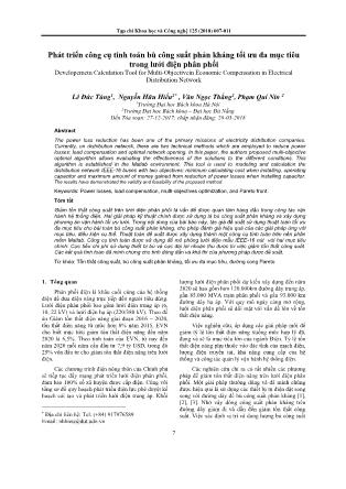 Phát triển công cụ tính toán bù công suất phản kháng tối ưu đa mục tiêu trong lưới điện phân phối