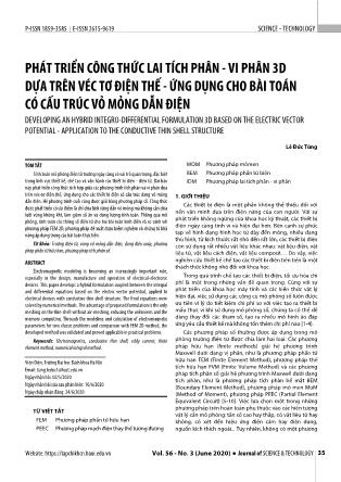 Phát triển công thức lai tích phân-Vi phân 3D dựa trên véc tơ điện thế-ứng dụng cho bài toán có cấu trúc vỏ mỏng dẫn điện