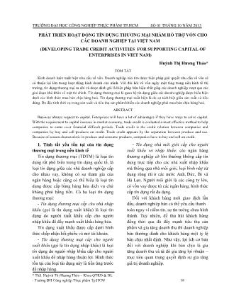 Phát triển hoạt động tín dụng thương mại nhằm hỗ trợ vốn cho các doanh nghiệp tại Việt Nam