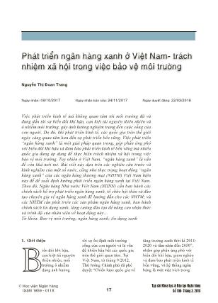 Phát triển ngân hàng xanh ở Việt Nam- Trách nhiệm xã hội trong việc bảo vệ môi trường