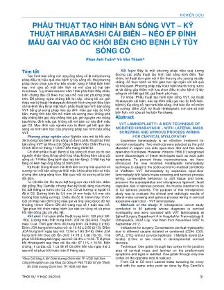 Phẫu thuật tạo hình bản sống VVT-kỹ thuật hirabayashi cải biên-néo ép đỉnh mấu gai vào ốc khối bên cho bệnh lý tủy sống cổ