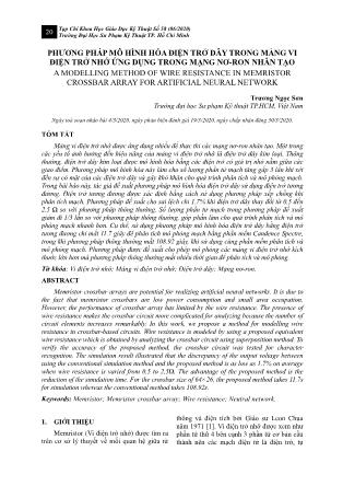 Phương pháp mô hình hóa điện trở dây trong mảng vi điện trở nhớ ứng dụng trong mạng nơ-ron nhân tạo
