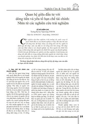 Quan hệ giữa đầu tư với dòng tiền và yếu tố hạn chế tài chính: Nhìn từ các nghiên cứu trải nghiệm