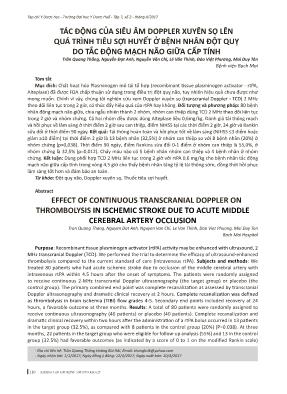 Tác động của siêu âm doppler xuyên sọ lên quá trình tiêu sợi huyết ở bệnh nhân đột quỵ do tắc động mạch não giữa cấp tính
